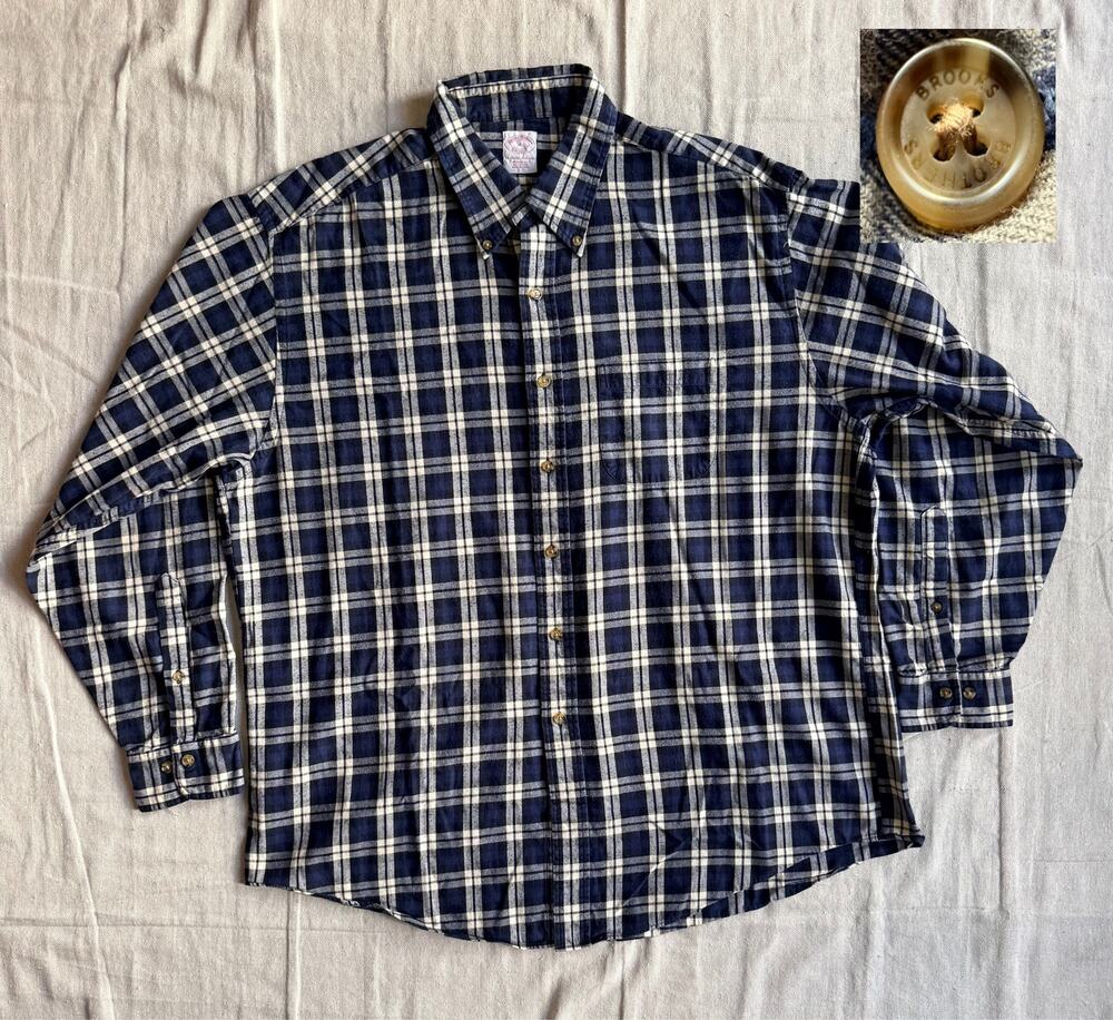Brooks Brothers Shirt Men's M Regent Fit Navy Gingham Check Button Down OCBD